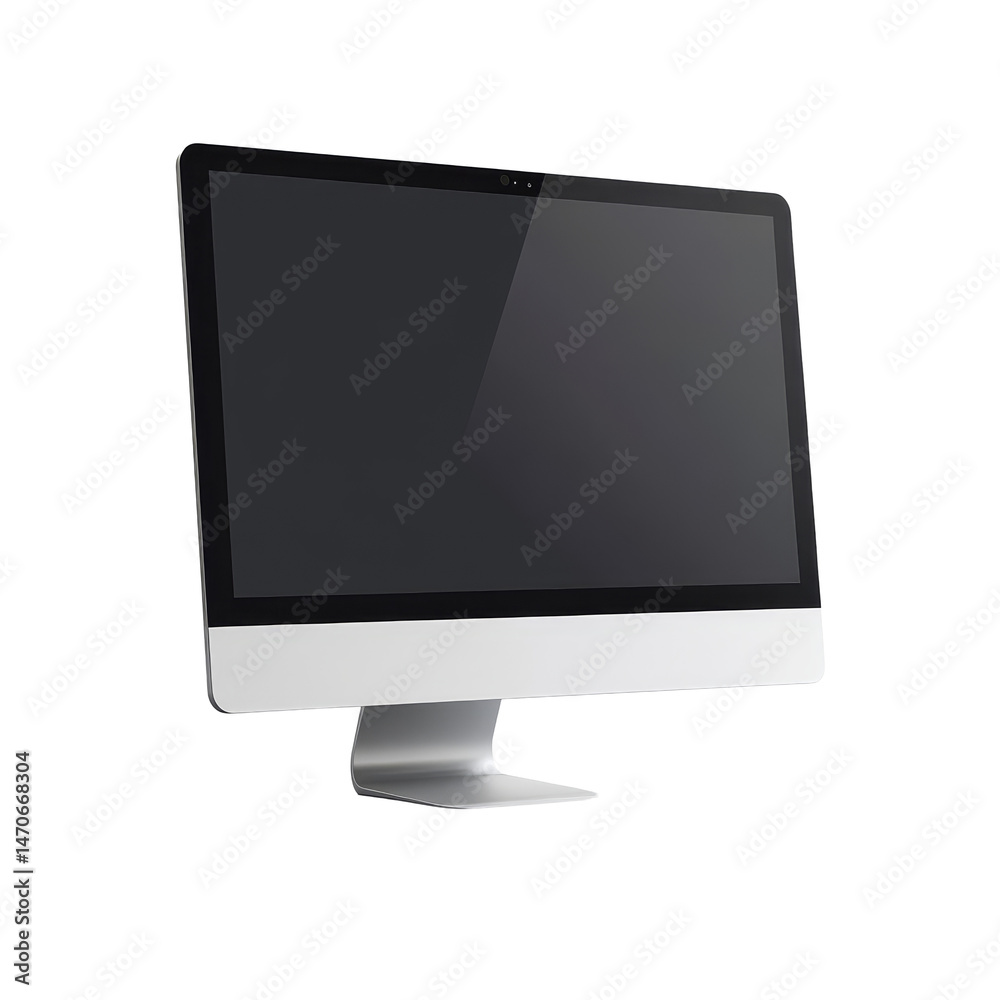 Poster desktop computer screen mockup isolated on transparent background showcasing a sleek design for crea