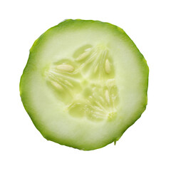 A sliced cucumber displaying its intricate interior details