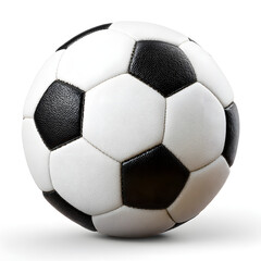 Soccer Ball: A pristine soccer ball, with its iconic black and white pentagonal panels, rests perfectly poised, ready for the next thrilling match. capturing the spirit of the game
