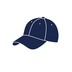 Fototapeta premium Navy Blue Baseball Cap Silhouette Icon, Simple Vector Design, Sports and Casual Headwear Theme, for UI, Web and Catalogs