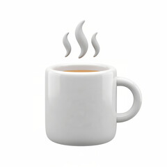 &Iacute;cone 3D de x&iacute;cara de caf&eacute; branca isolado no branco, estilo web UI para design gr&aacute;fico.