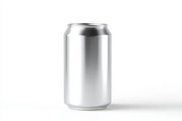 Sleek silver can on white background. Perfect for your design mockups!