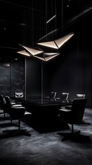 Fototapeta premium Modern meeting room, dark and sleek design