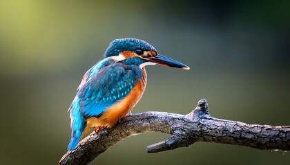 the kingfisher is perched on a branch watching for fish to catch for food