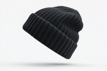 Stylish black ribbed beanie. Perfect for cold weather.