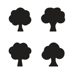Vector Simple Tree Silhouette Icon Set