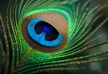 Obraz premium Macro Shot of a Peacock's Eye-Catching Feather Detail