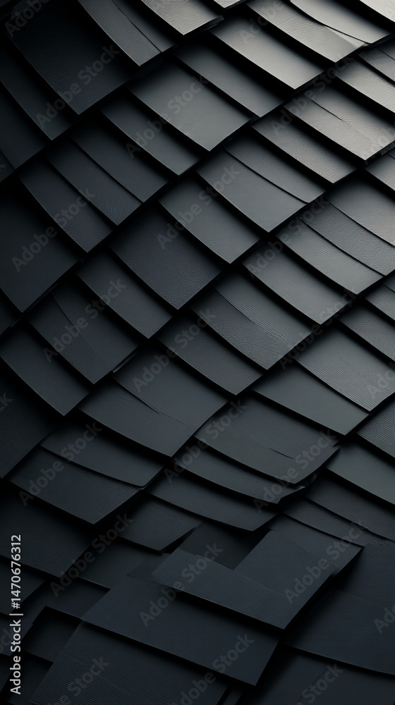 Aufkleber Abstract dark gray textured squares, overlapping in a wave-like pattern, creating a dynamic and modern design, ideal for a background or graphic resource