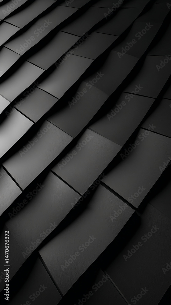 Poster Dark gray textured squares overlap, creating depth and a geometric pattern.  Abstract background ideal for modern designs, showcasing minimalist elegance