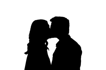 Silhouette of Couple Kissing