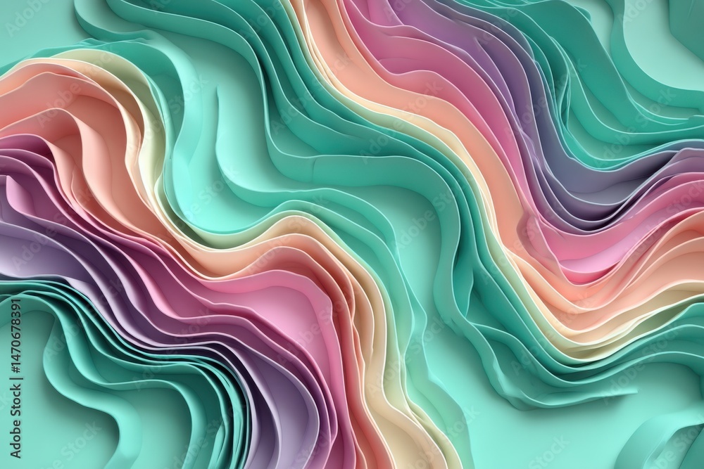 Poster a mesmerizing abstract background with flowing pastel colors, creating a soft and calming visual exp