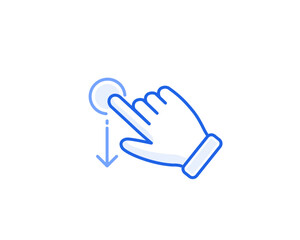  swipe down gesture icon blue outline vector for gui interaction