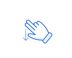 two finger swipe down gesture icon with blue outline vector for gui interaction