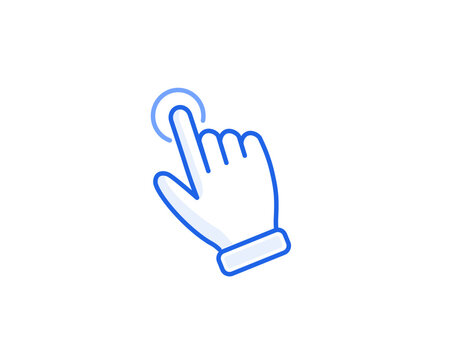 single tap gesture icon blue outline vector for gui interaction
