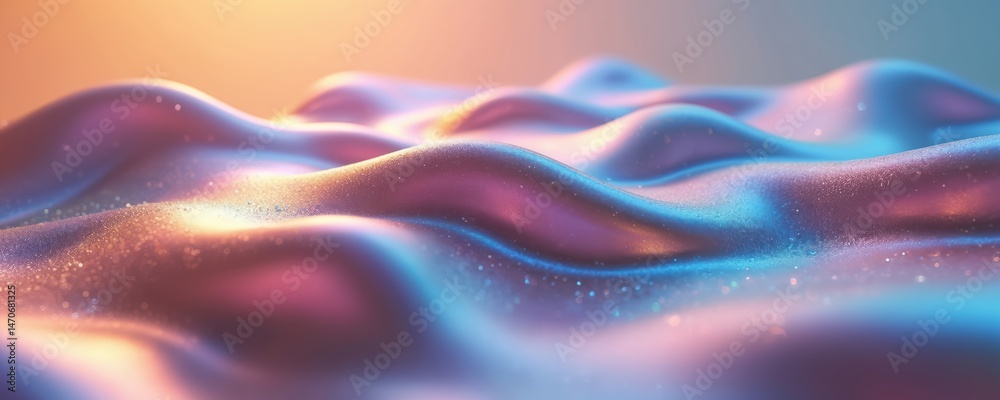 Aufkleber abstract iridescent liquid flows. wavy shapes, colorful vibrant gradients of light. texture features