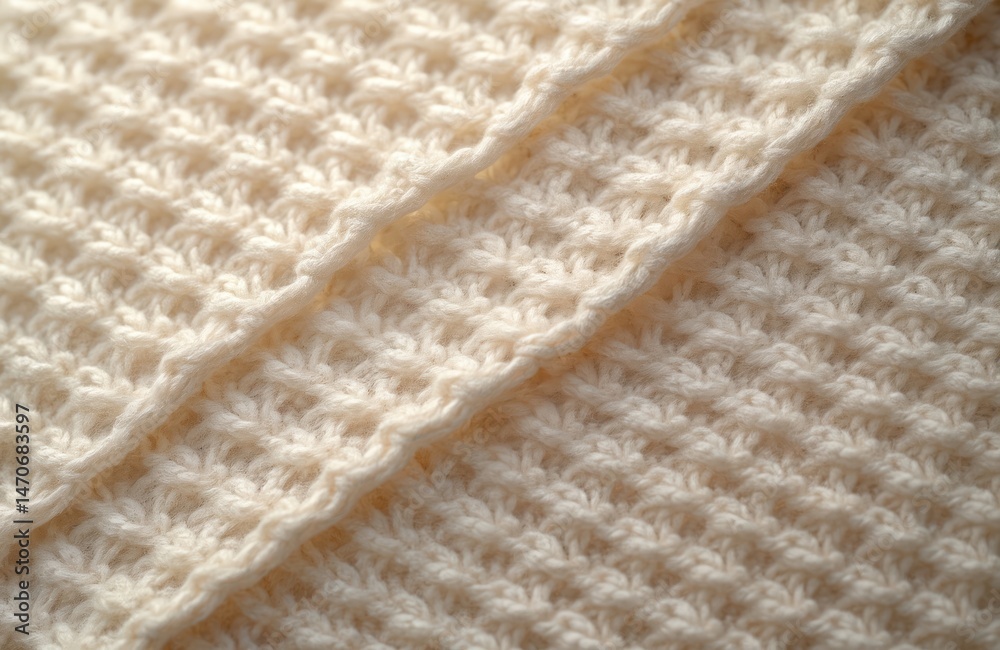 Poster close-up view knitted fabric texture. cream, white colored wool textile with textured pattern. warm 