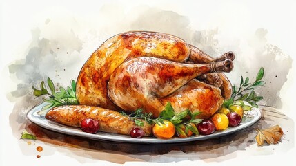 Festive roasted turkey dish on a platter.