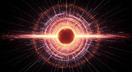 Abstract energy field radiating outward from a central point, a mesmerizing display of light and motion in concentric circles.