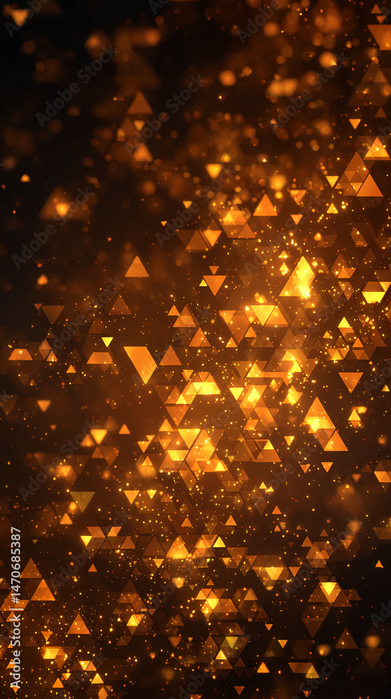 Poster Abstract background with golden triangles and sparkles, creating a luxurious and festive atmosphere, ideal for celebratory designs or elegant presentations