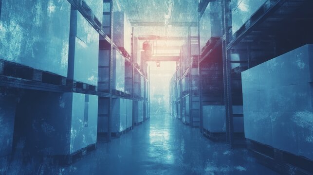 Interior view of a cold storage warehouse.