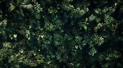 Obraz premium Dense foliage pattern of various tropical plants.