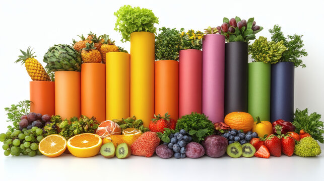 Colorful fruits and vegetables display