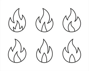 Vector Flame Fire Icon Outline Collection