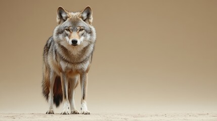 Obraz premium Gray wolf in a simple setting.
