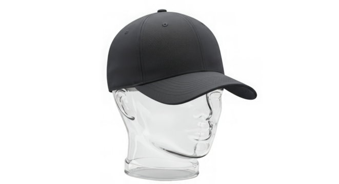 Gray baseball cap on glassy head - Powered by Adobe