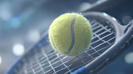 Tennis ball and racket close up