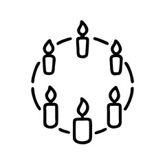 Highly Realistic Burning Candles Arranged in a Circle, icon, vector  