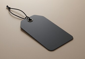 Fototapeta premium Elegant dark price tag with subtle drop shadow on a neutral background