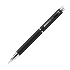 Elegant Black Ballpoint Pen on Transparent Background