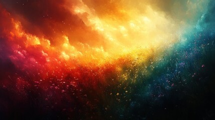 Obraz premium Fiery Sunset Meadow: A Symphony of Colors