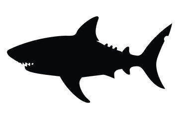 
Shark silhouette vector illustration predatory fish ocean animal marine life