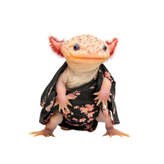 Adorable Axolotl in Kimono Cute Amphibian in Traditional Japanese Clothing