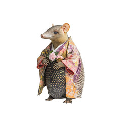 Nine-banded Armadillo in Traditional Japanese Kimono