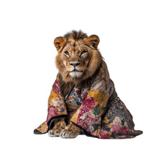 Majestic Lion in Traditional Japanese Kimono