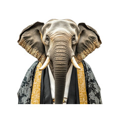 Serene Asian Elephant in Traditional Japanese Attire