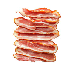 Obraz premium Freshly sliced bacon on a clean transparent background ready for cooking or sandwich making, Sliced bacon isolated
