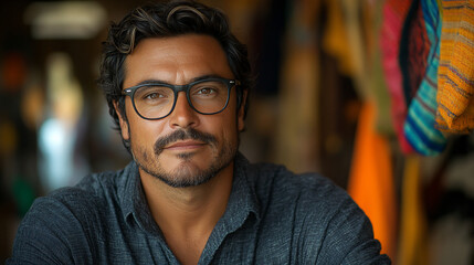 Man, Portrait, Shop, Colorful Background