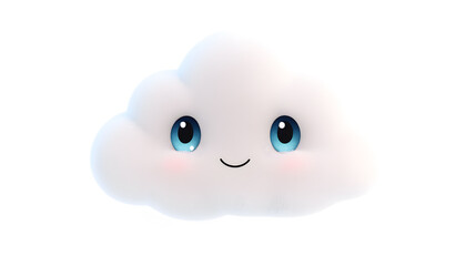 Cute Smiling Cloud with Blue Eyes Kawaii Character