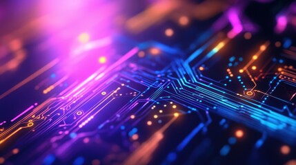 Obraz premium Abstract circuit board design, vibrant colors