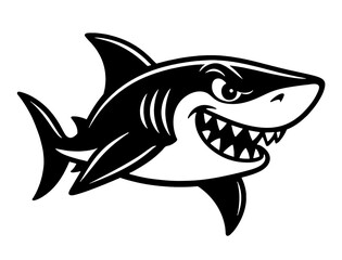 Obraz premium A black and white shark with a big smile on its face. The shark is looking at the camera and he is happy