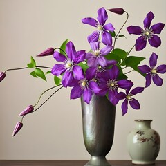 A silhouette of Clematis flowers