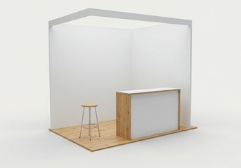 Modern trade show exhibition booth on white mockup