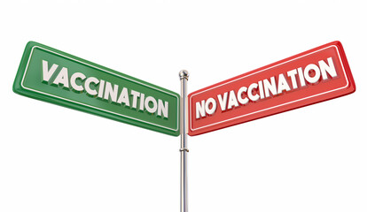 Fototapeta premium Vaccination No Vaccine Antivax Choice Risk Decision Signs 3d Illustration