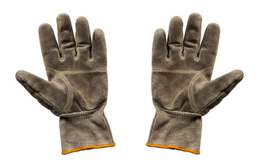 Pair of Well-worn Work Gloves with Knitted Cuffs
