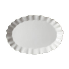 An elegant white serving platter with a decorative ruffled edge. Perfect for any occasion