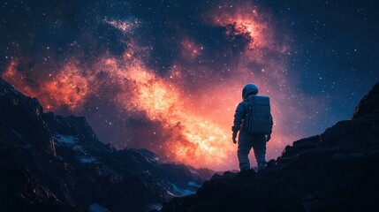 Astronaut Contemplating a Cosmic Landscape